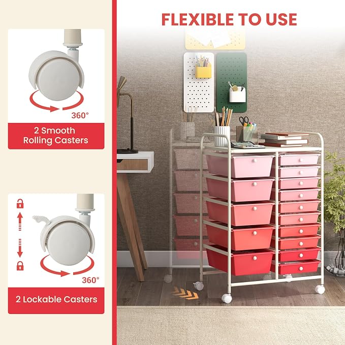 GOFLAME 15-Drawer Rolling Storage Cart, Utility Cart - Image 5
