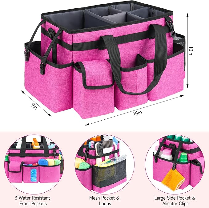 Cleaning Caddy Bag, Large Cleaning Supplies Organizer - Image 4