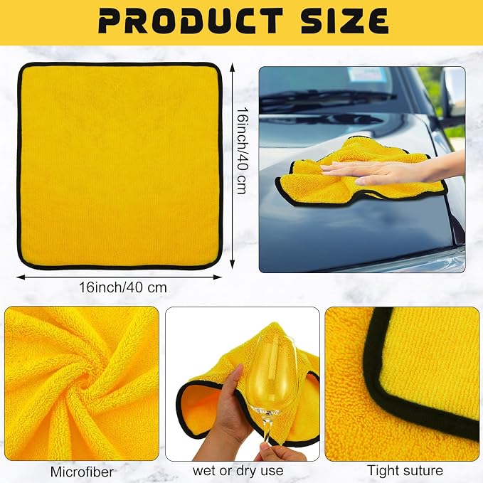 Tallew 60 Pcs Microfiber Towels 16 Inch x 16 Inch Microfiber Cloth Car Drying - Image 2