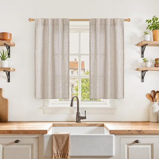 YoungsTex Cafe Linen Curtains 40 Inches Long by YoungsTex
