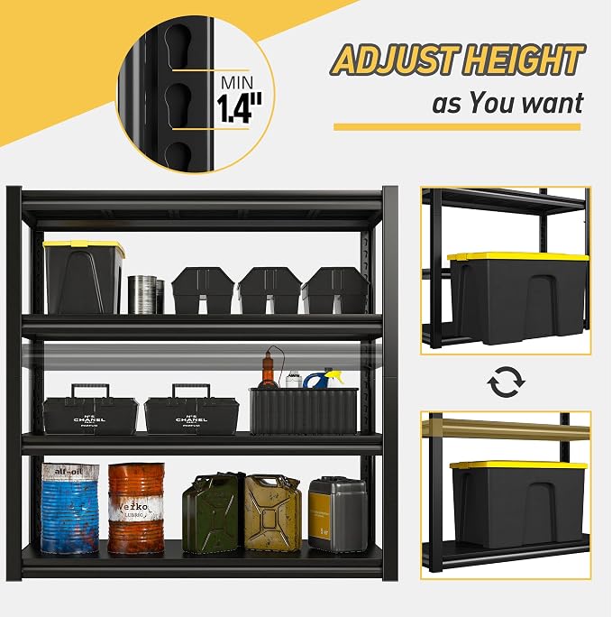 Raybee 40" W Garage Shelving Heavy Duty Storage Shelves 56.9" H Metal Shelving - Image 8