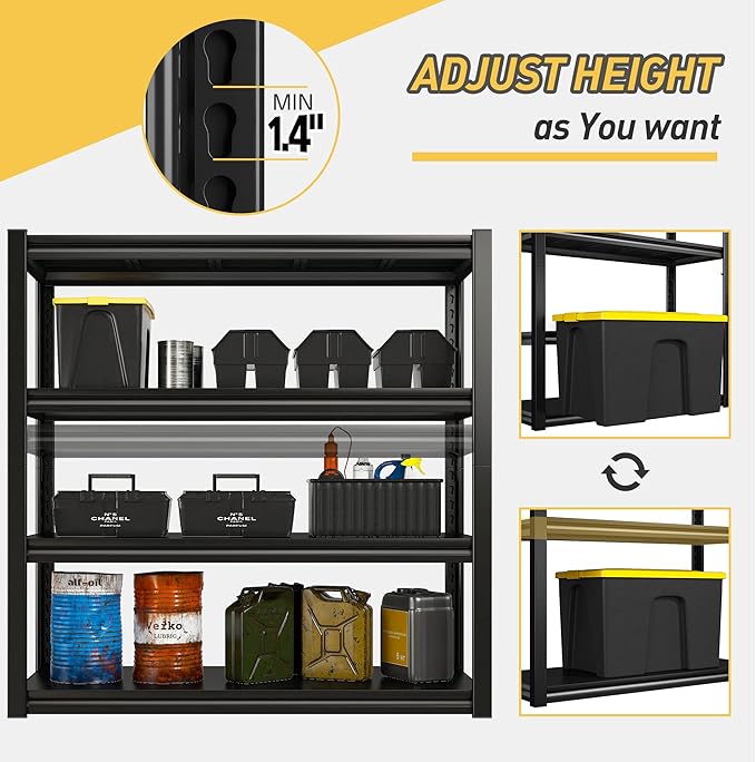 Raybee 40" W Garage Shelving Heavy Duty Storage Shelves 56.9" H Metal Shelving - Image 8