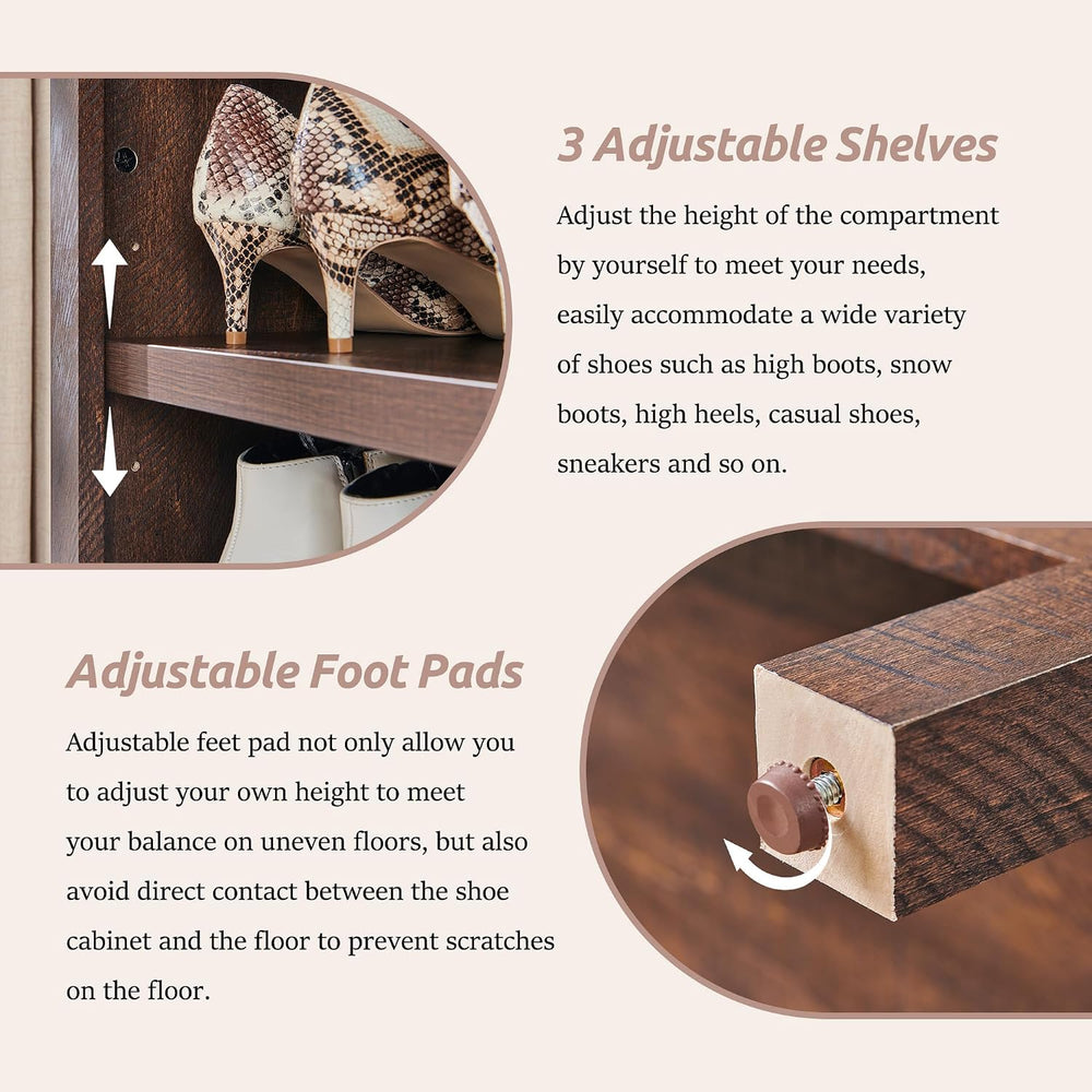 IFBUY 71" Tall Arched Shoe Cabinet, 7 Tiers Shoe Storage Cabinet, Freest...