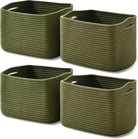 Storage Basket for Shelves, Small Baskets for Organizing, Woven Cotton Rope by ICERZCZ
