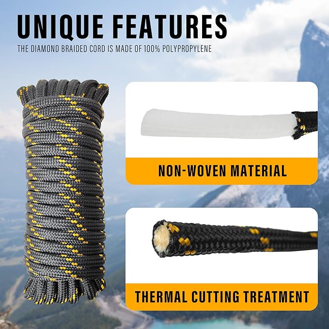 Diamond Braided Polypropylene Rope Nylon Rope Mix Thick Heavy Duty Ropes 1/2 - Image 5