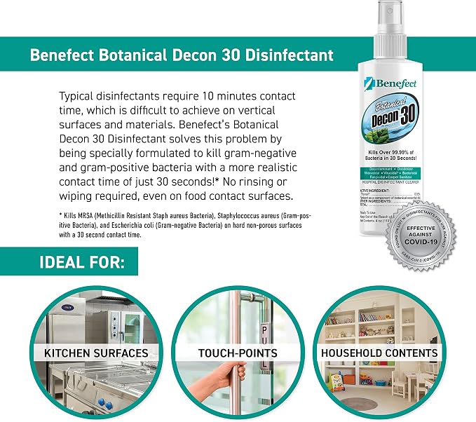 Benefect Botanical Decon 30 Disinfectant Cleaner, 4 oz. Spray Bottle, Light - Image 3