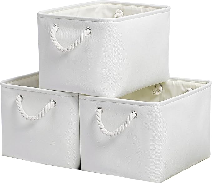 15x11x9.5 Inch Storage Baskets for Shelves, 3 Pack Storage Bins，Foldable by ISEMINGLA
