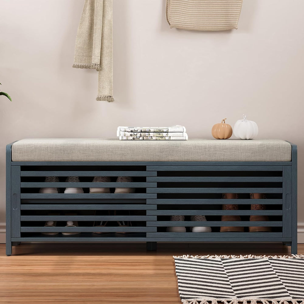 Ball & Cast Entryway Storage Bench with Shutter Doors, 43.3" Wooden ...