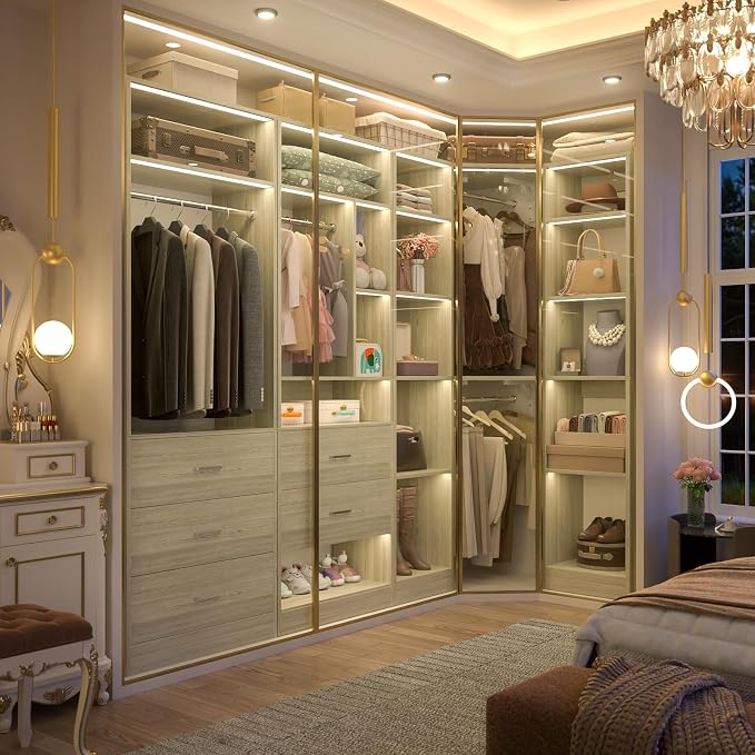 Corner Closet System with 5 Drawers, Closet Organizer System with 15+Shelvess & - Image 3