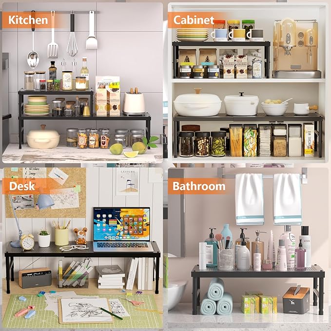 Expandable adjustable stackable kitchen organizer, Spice Racks, Counter Shelf - Image 7