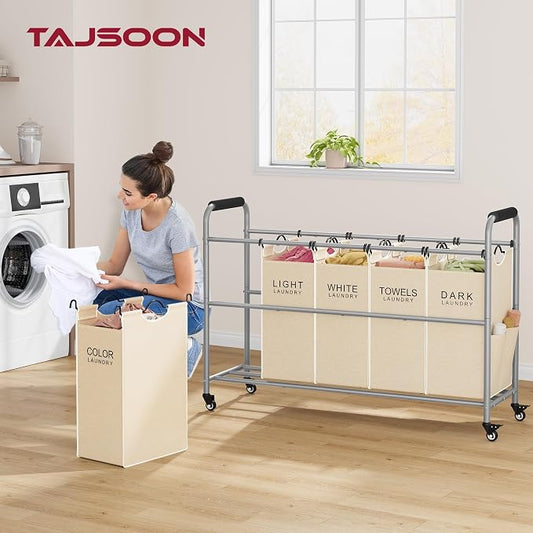 Tajsoon Laundry Sorter 5 Sections, Laundry Hamper - Image 2