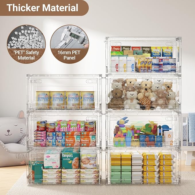 BROVIEW Clear Stackable Storage Drawers, Open Front Large Plastic Storage Bins - Image 5
