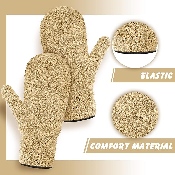 Bencailor 4 Pair Microfiber Dusting Mittens Reusable Women Cleaning Mittens - Image 5