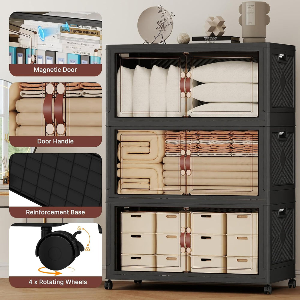 1288QT Extra Large Stackable Storage Bins with Lids & Wheels