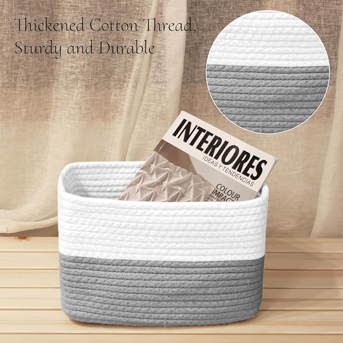 Hopegiver Woven Storage Baskets 11x8x7 Inch, 3 Pack Collapsible Cube Storage Bin - Image 3