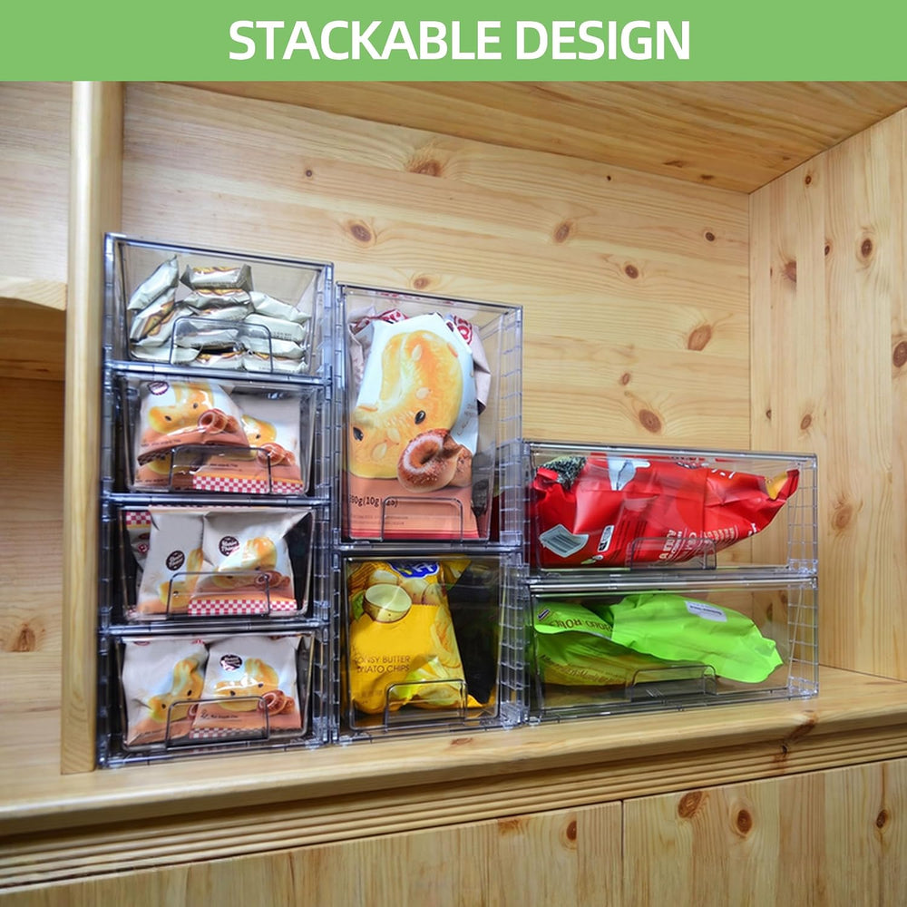 Clear Stackable Acrylic Storage Drawers(4 Pack), Plastic Organizer Bins with ...