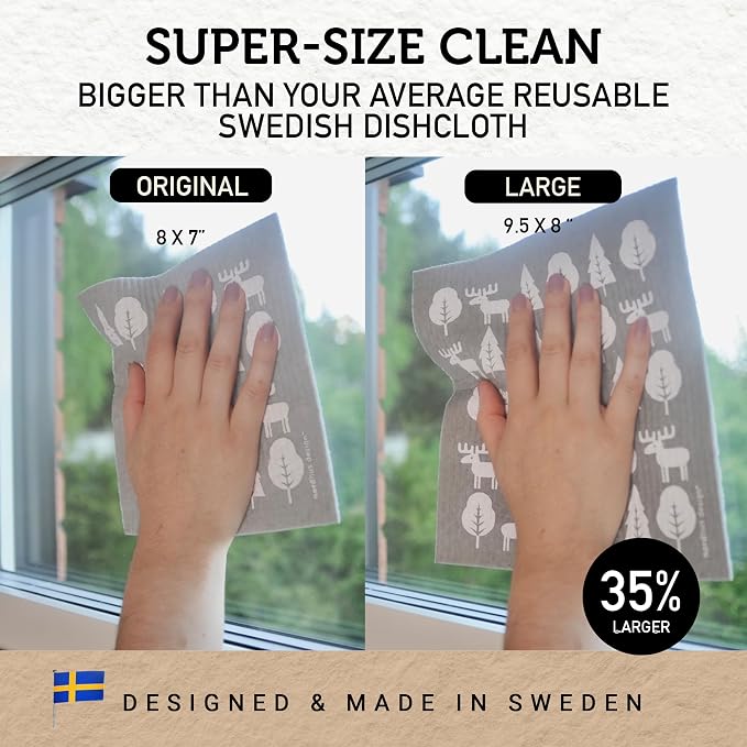 Nordhus Design Large Swedish Dishcloths, 5 Grey Cloths, Made in Sweden - Image 2