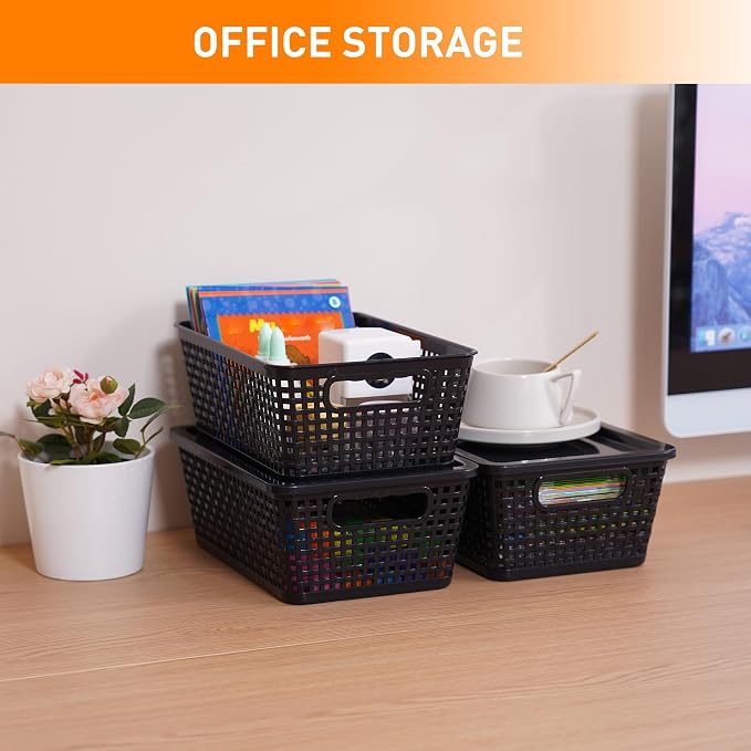 Plastic Storage Baskets With Lid, Storage Bins - Image 8