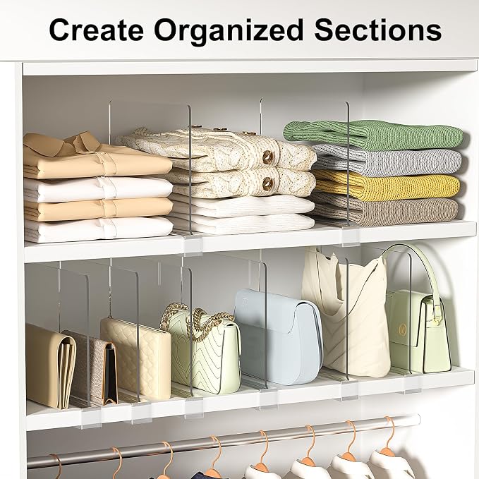 Shelf Dividers Purse Organizer for Closet: 16-Pack Acrylic Bag Storage - Image 3