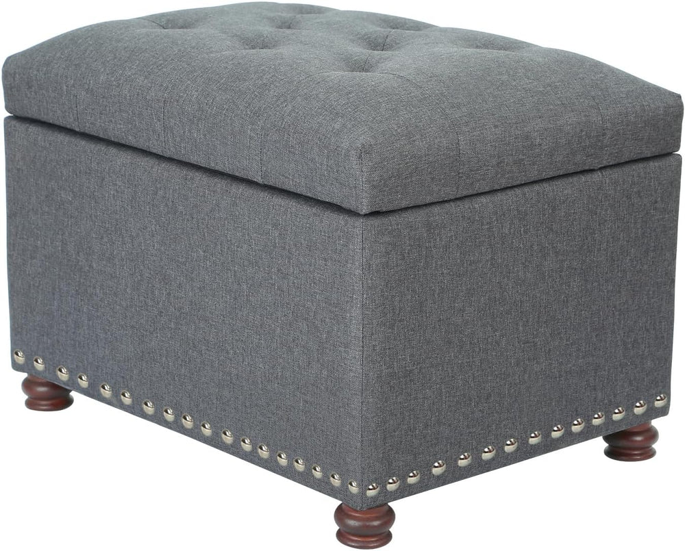 Ottoman with Storage,24" Fabric Ottoman Foot Rest with Hinged Lid Small ...