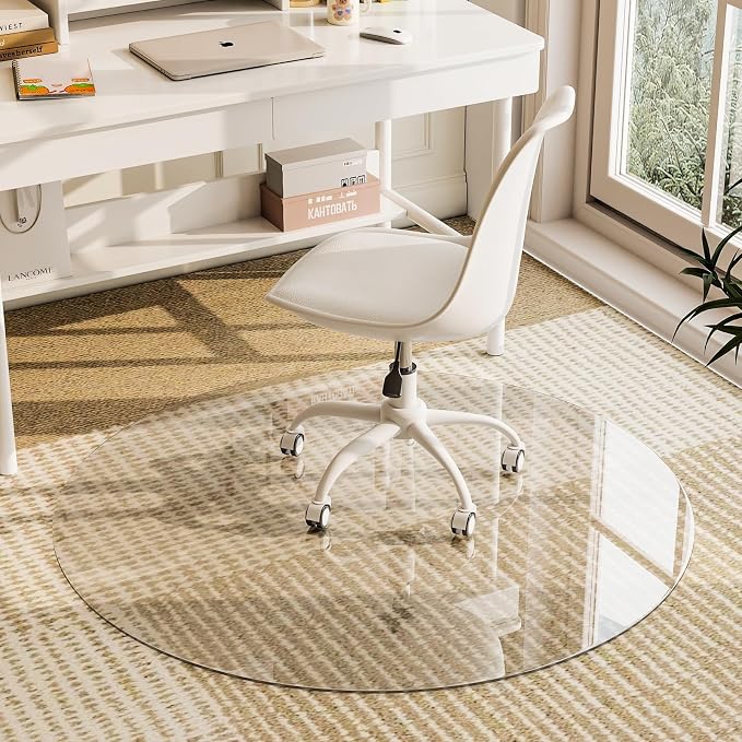 GLSLAND Round Tempered Glass Floor Mat by GLSLAND