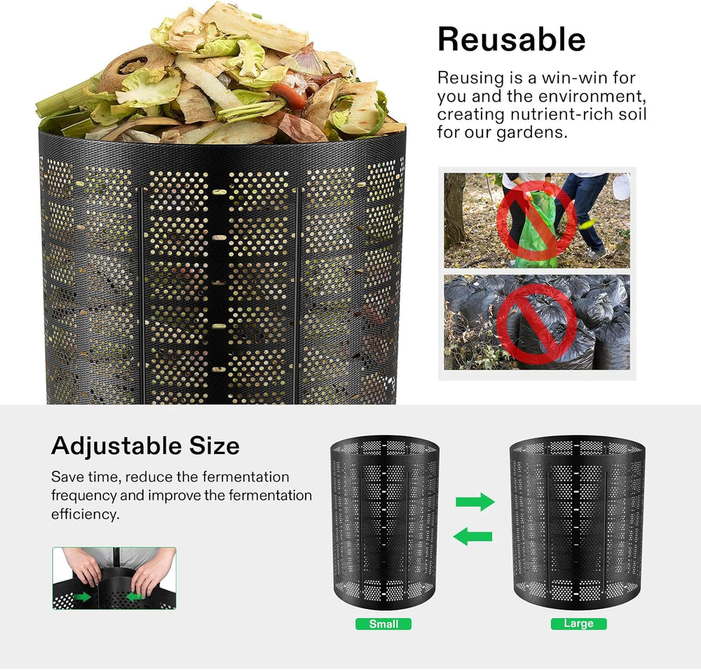 VIVOSUN 300 Gallon Outdoor Compost Bin, Expandable Composter, Easy to Setup &...