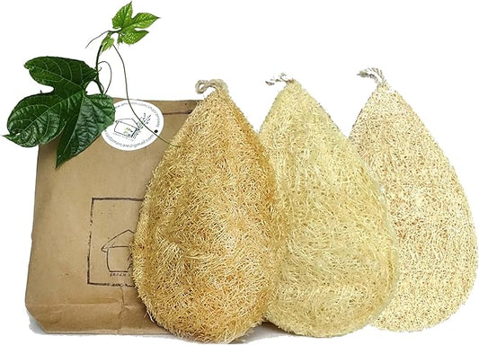 Natural Loofah Dish Sponge Pack 3 Vegetable Scrubber by MiwPiw