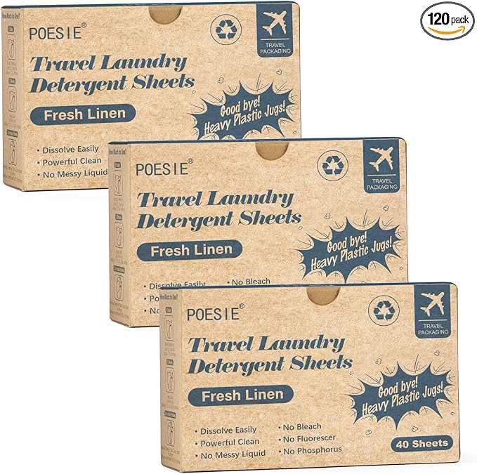 Poesie Travel Laundry Detergent Sheets 120 Sheets Liquidless Clothes Washing by Poesie