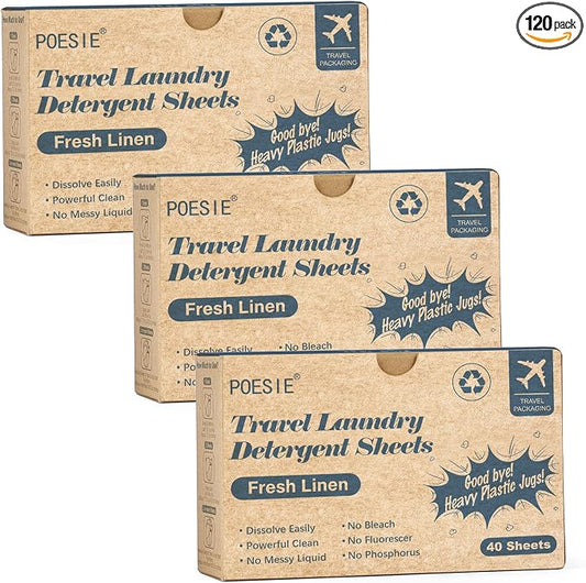 Poesie Travel Laundry Detergent Sheets 120 Sheets Liquidless Clothes Washing by Poesie