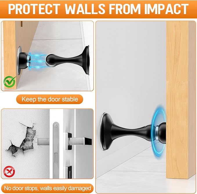 Crosize Magnetic Door Stoppers 2 Pack, Stainless Steel Door Catch - Image 4