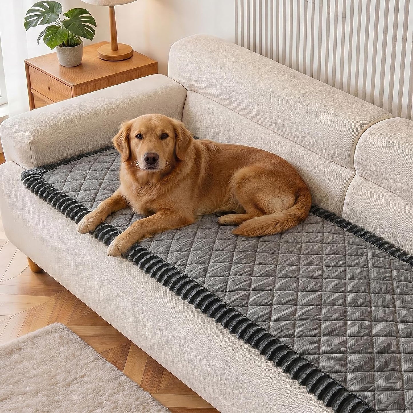 FUANGUI Couch Covers for Dogs Washable, Sofa Cover with Straps for 3 Cushion Couch, Non-Slip Pet Couch Protector for Sectional & Leather Sofa, 1PC (Dark Grey, 27.6" x 59")