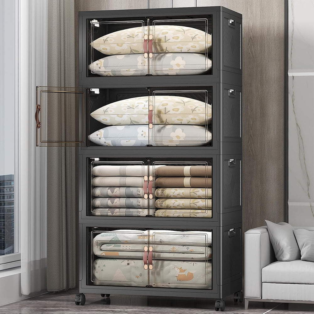 UAMFURI Stackable Storage Bins, 700QT Collapsible Drawers with 1 Lid