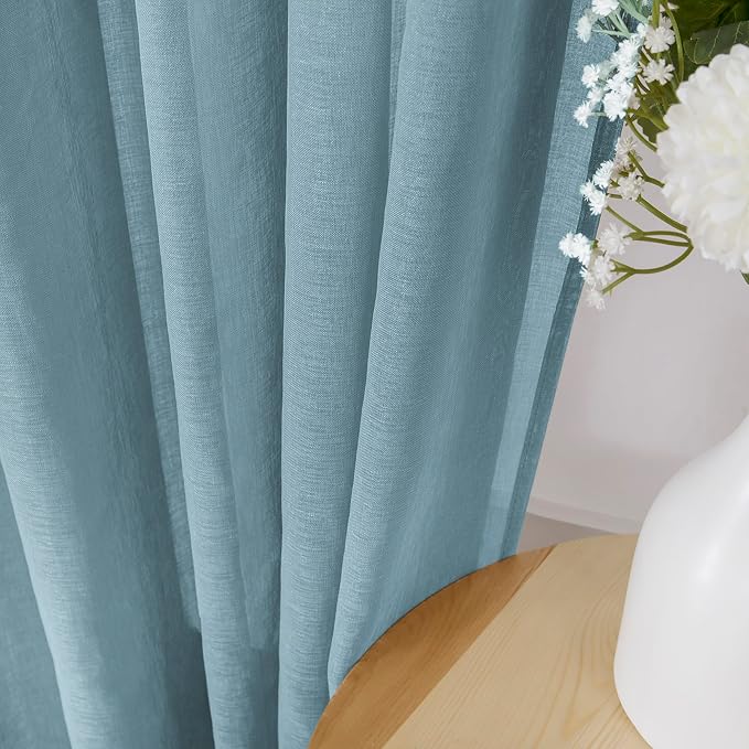 Tollpiz Sheer Curtain Linen Textured Living Room Curtains Sheer Light Filtering - Image 3