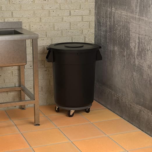 32 Gallon Black Round Commercial Trash Can - Image 4