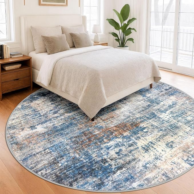 IOHOUZE Abstract Round Area Rug 8 Ft Washable Circle Rugs Large Round Rug Non - Image 8
