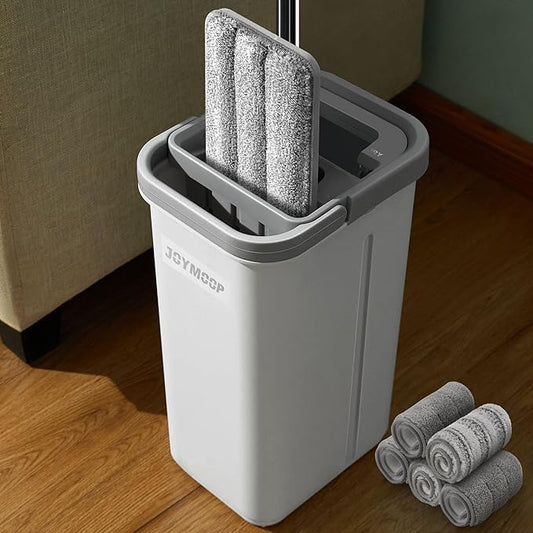 JOYMOOP Mop and Bucket with Wringer Set, Hands Free Flat Floor Mop and Bucket by JOYMOOP