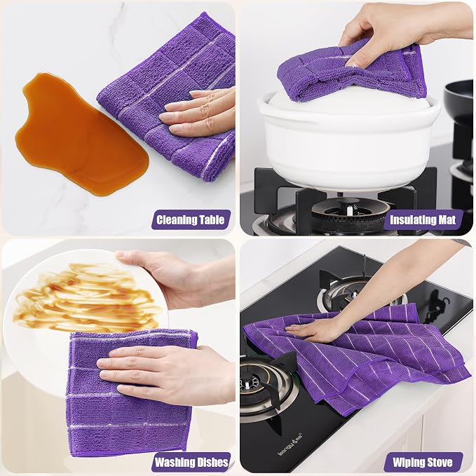 Homaxy Microfiber Kitchen Towels and Dishcloths Set, 16 Pack Soft and Absorbent - Image 5