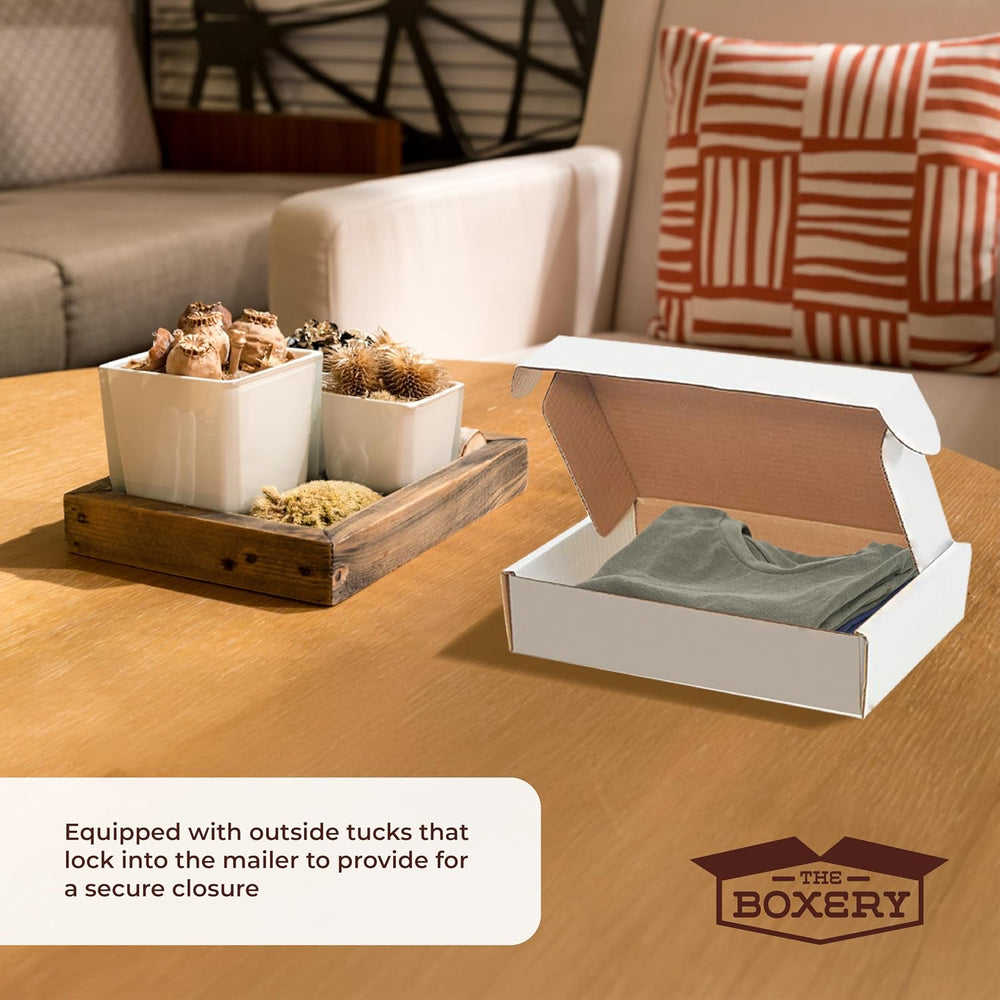 The Boxery 14 x 3 3/4 x 2 3/4 Inch-50-Pack, White Corrugated Shipping Box Mai...