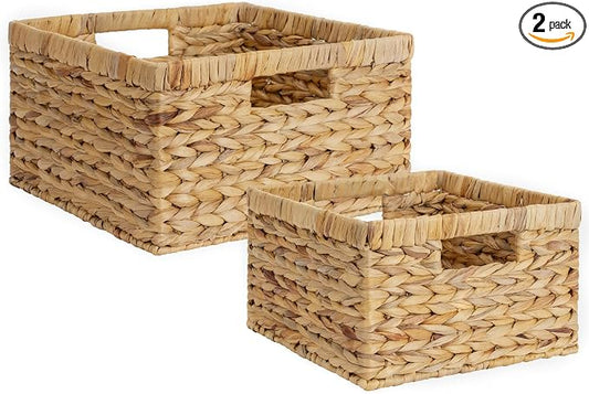 StorageWorks Wicker Storage Basket, Large and Small Baskets, Water Hyacinth by StorageWorks