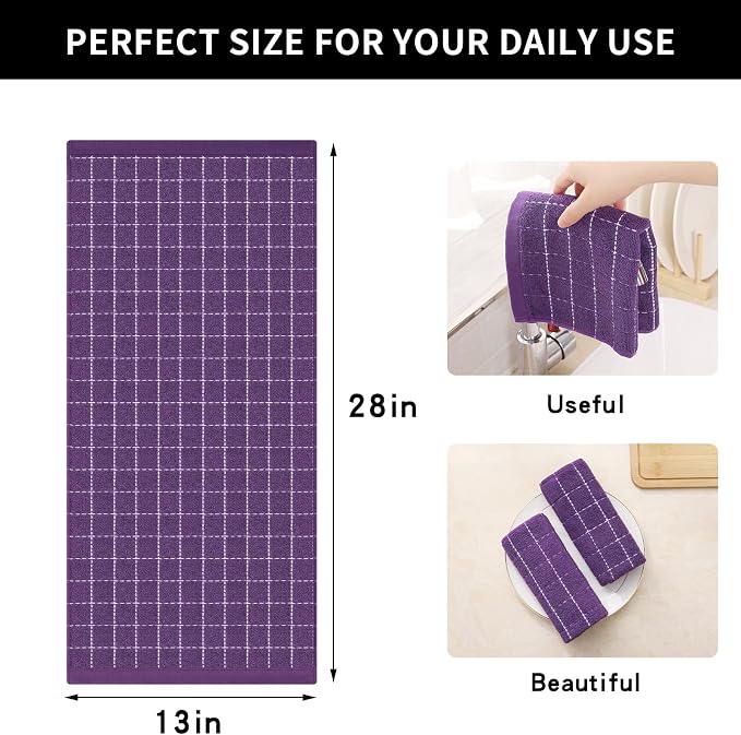 Homaxy 100% Cotton Terry Kitchen Towels, Checkered Designed, Soft and Super - Image 5