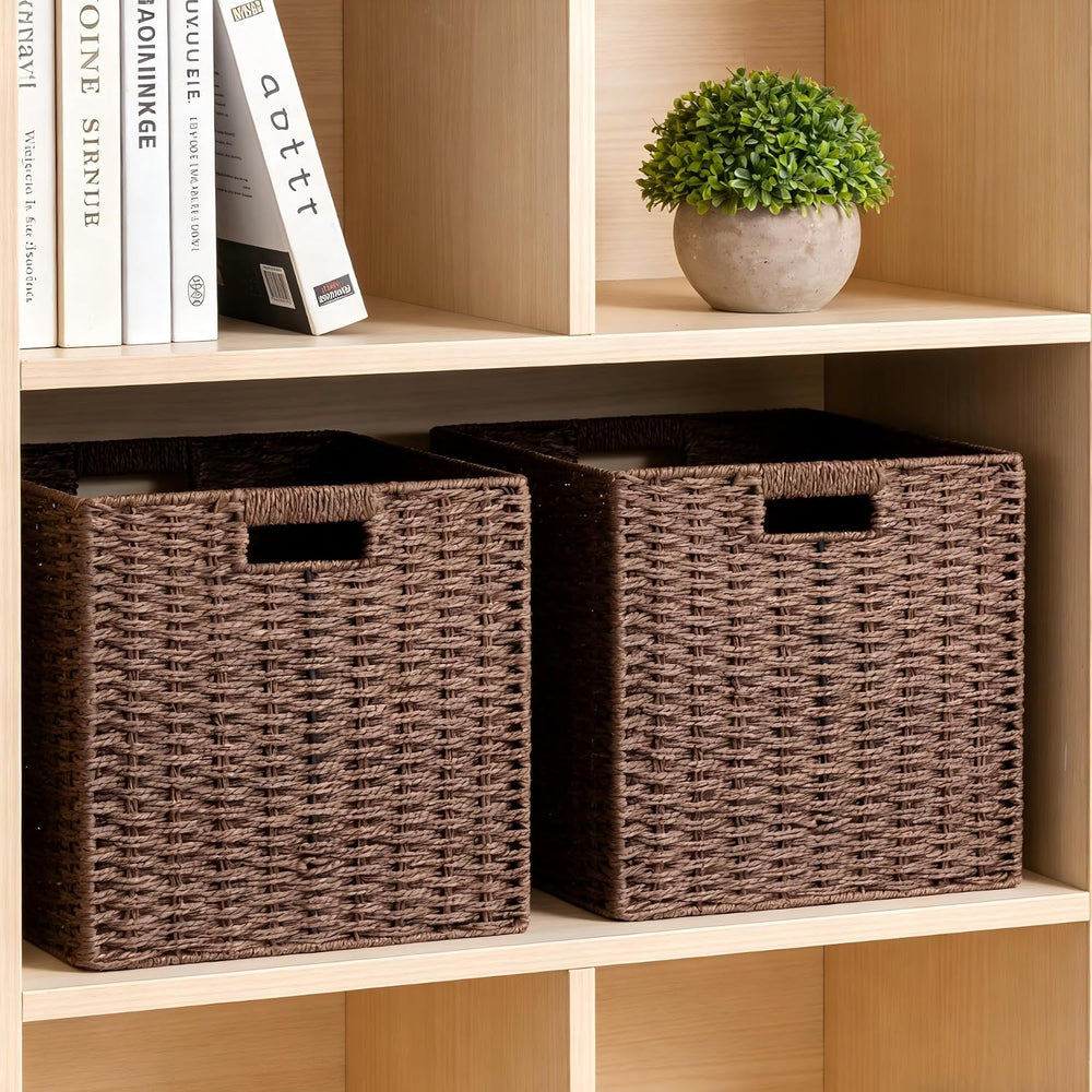 UBBCARE 3 Pack Wicker Basket, 11L×11H×10.5W inch Woven Paper Rope Storage Bas...