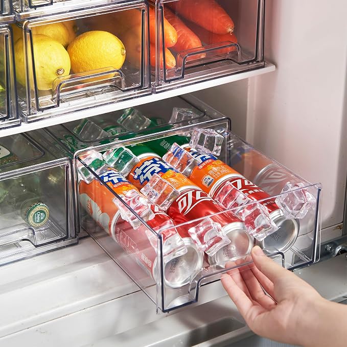 PeJeyiee 2 Pack Clear Stackable Refrigerator Organizers and Storage Drawers - Image 2