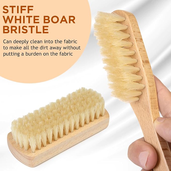 Boar Bristle Laundry Stain Brush Set by TAKAVU, Stiff Pure Boar Bristle - Image 3
