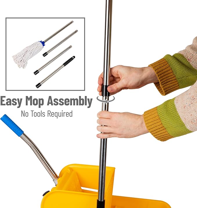 Mind Reader Bucket with Wringer and Mop Set, 22 Qt, Floor Cleaning, 16.25" L x - Image 5