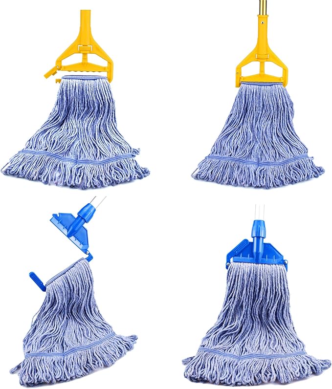String Mop Heads Replacement Heavy Duty Commercial Grade Blue Cotton Looped End - Image 6