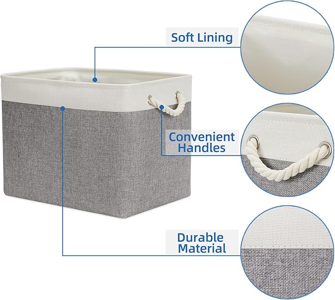 Temary Baskets for Organizing, 2 Pack Storage Baskets Large Fabric Baskets - Image 3
