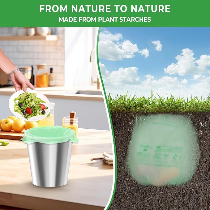 1.6 Gallon Handle Tie Compostable Food Scrap Bags - Image 5