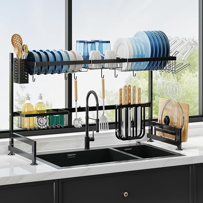 2 Tier Extra Large Stainless Steel Expandable Over The Sink Dish Drainer Drying by JASIWAY