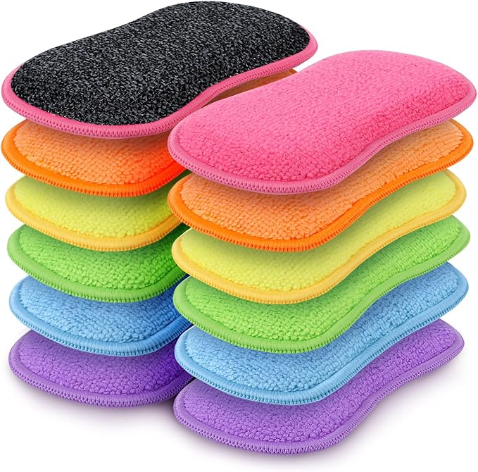 HOMEXCEL 12 Pack Multi-Purpose Scrub Sponges Kitchen, Dish Sponge, Non-Scratch by HOMEXCEL