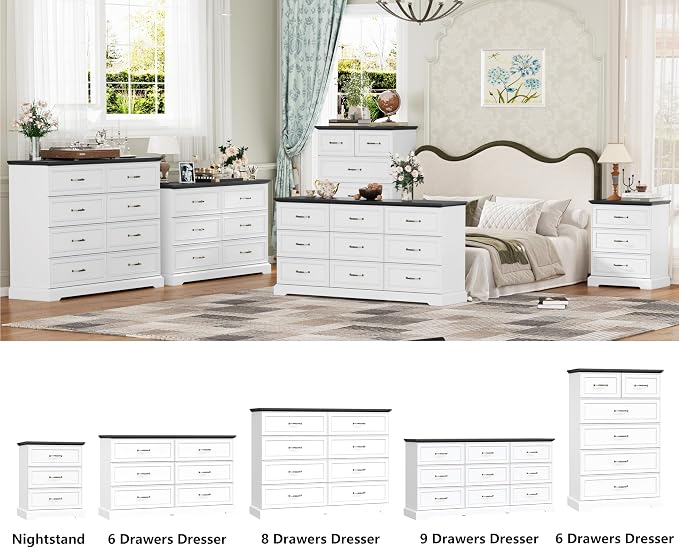 6 Drawer Dresser for Bedroom, Rustic Farmhouse Dresser - Image 7